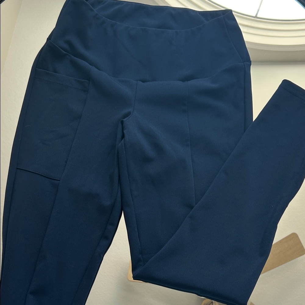 Women's Navy Blue High-Waisted Pants